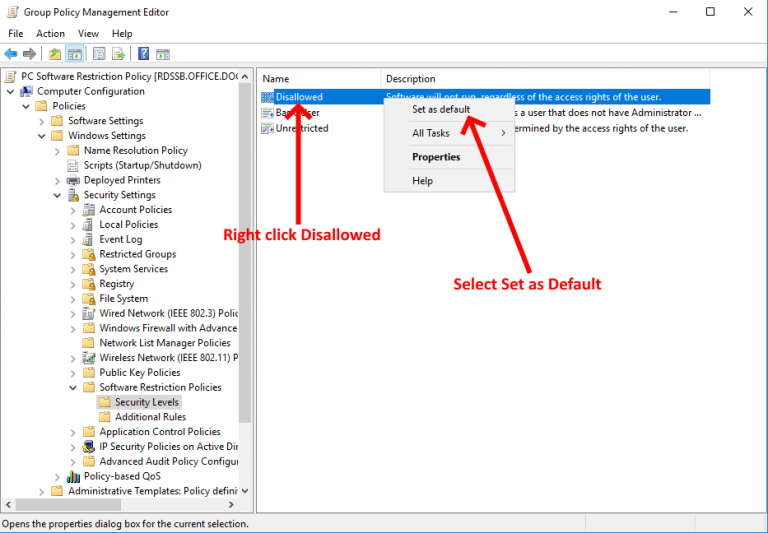 Win 2016 GPO Software Restriction Policy Setup Matrix 7