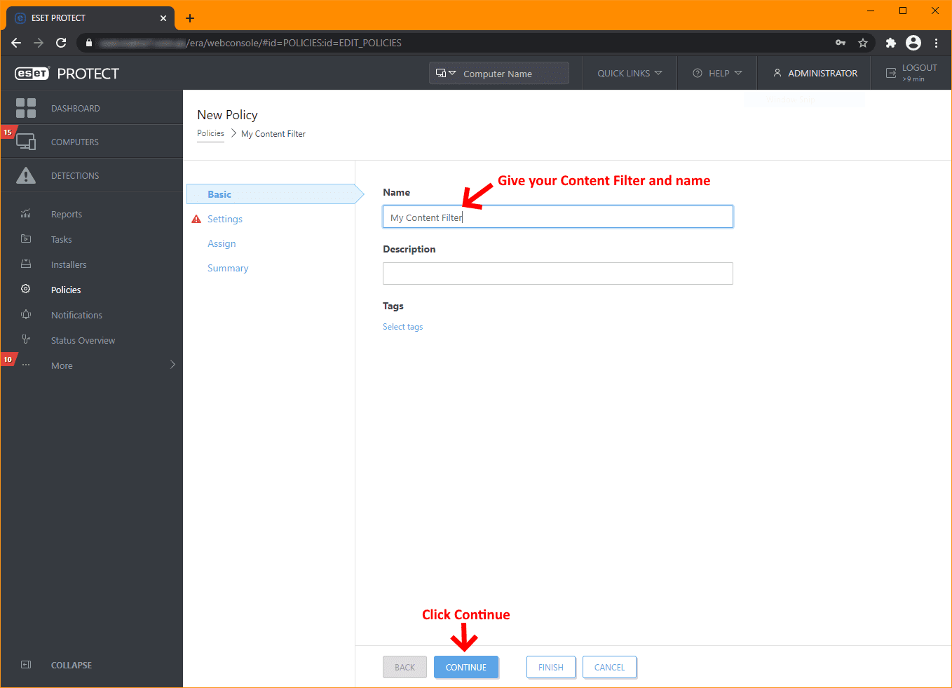 Opening the ESET PROTECT Web Console, ESET PROTECT