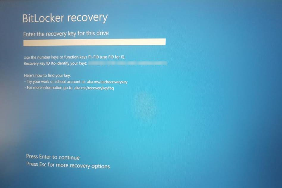 O365 Azure AD Joined Dell Notebook BitLocker Recovery | Matrix 7